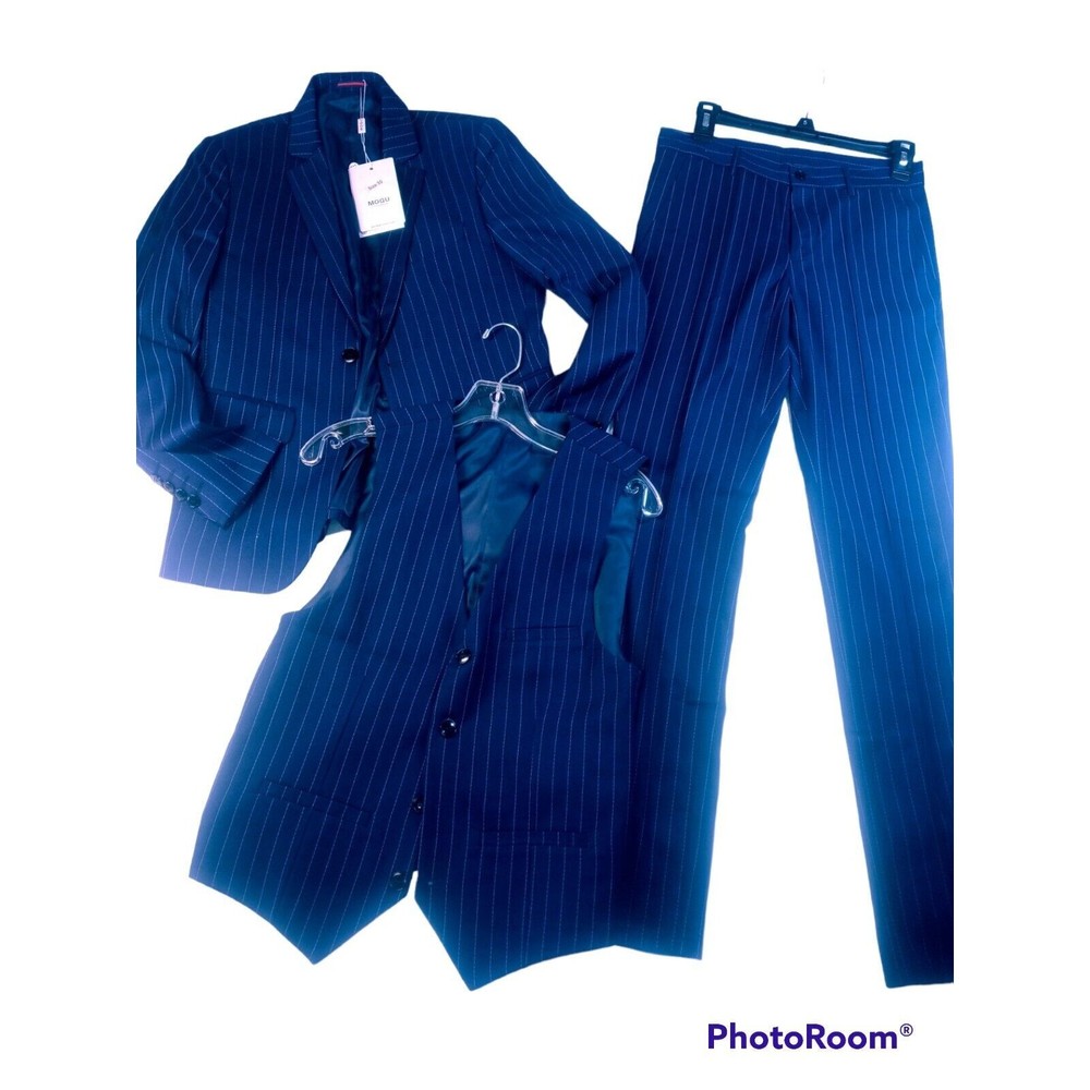 3 piece Suit Striped Navy Blue size 30 NWT